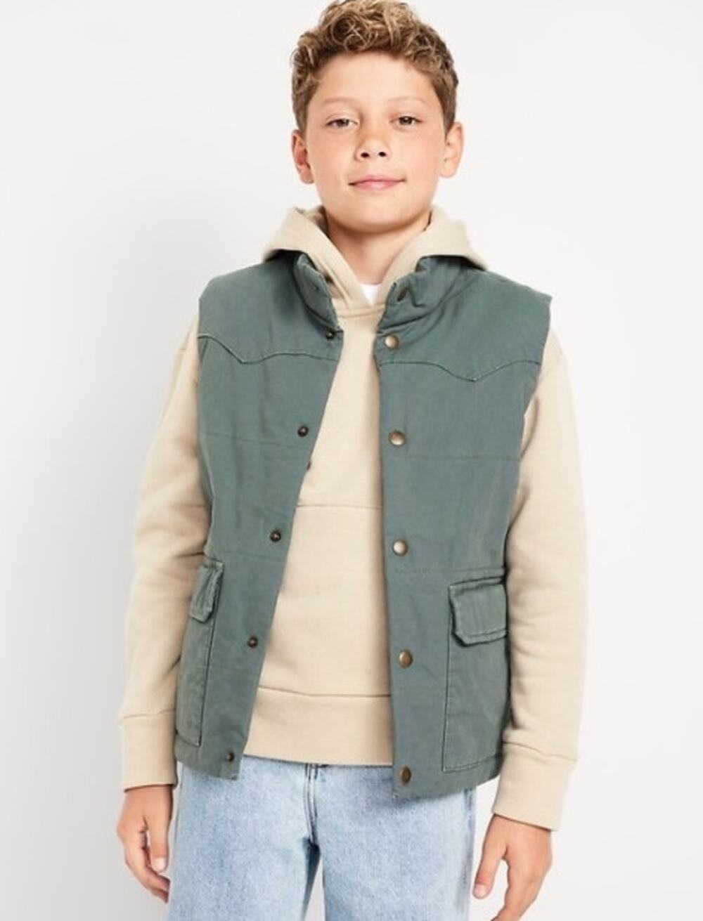 New NWT Old Navy Canvas Utility Vest for Boys Terrestrial Green Size 10-12